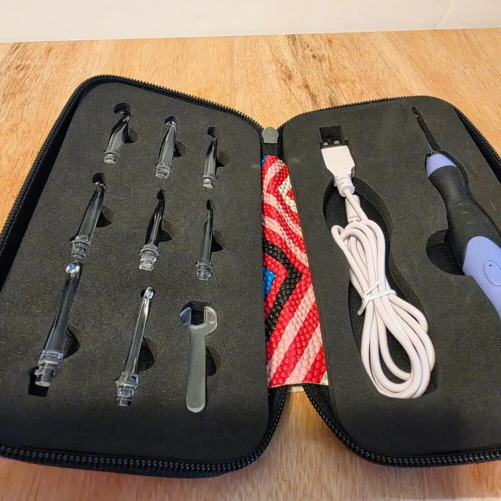 9-in-1 USB Rechargeable LED lighted Crochet Hook Set with zippered case